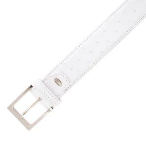Cape Cobra White Ostrich Casual Belt - White / Silver - 34"